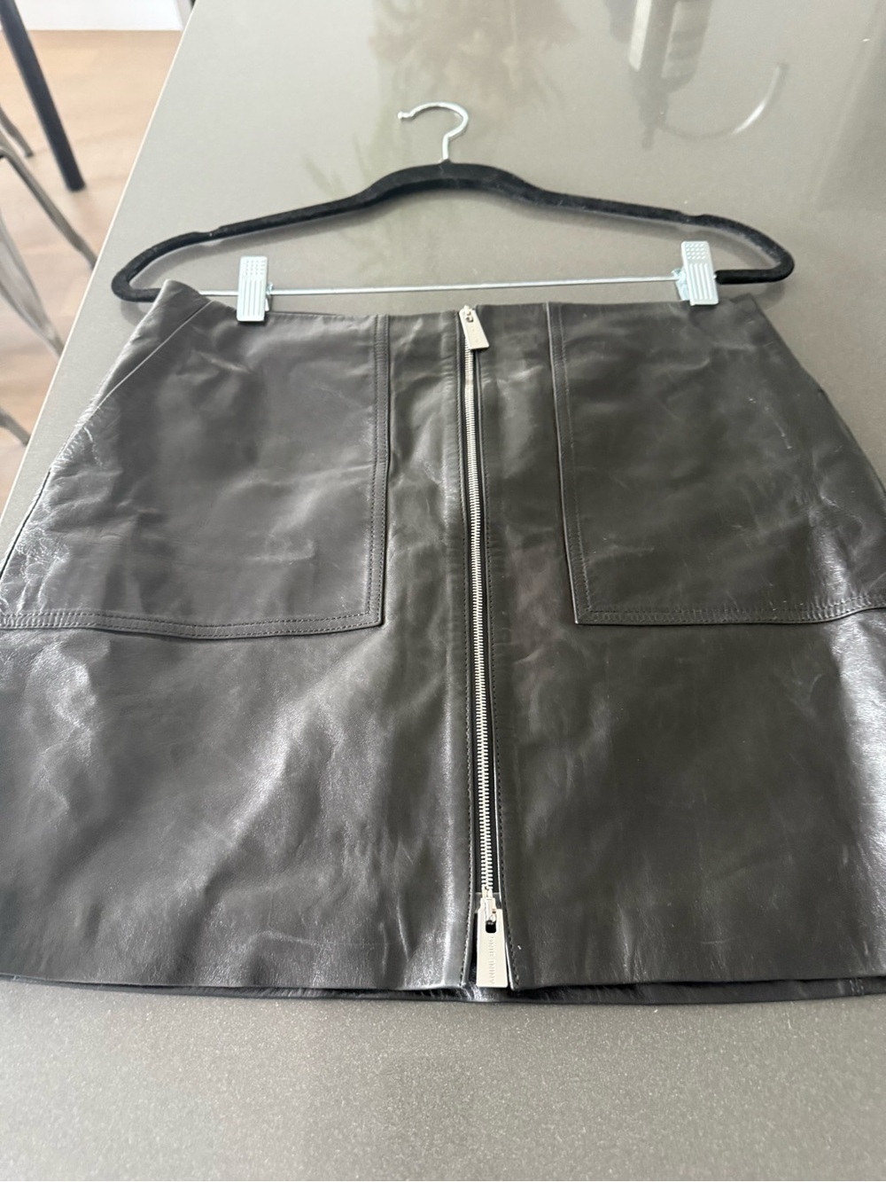 Anine Bing Black Mini Skirt with Silver Zip Detail